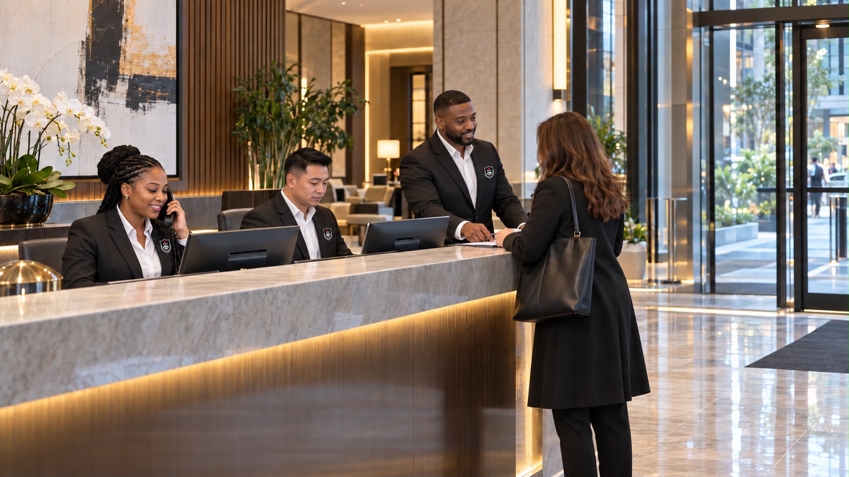 Concierge security at a residential front desk