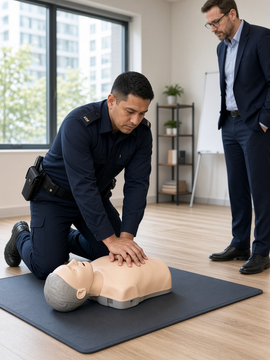 SecureGard security guard training — First Aid and CPR classroom instruction
